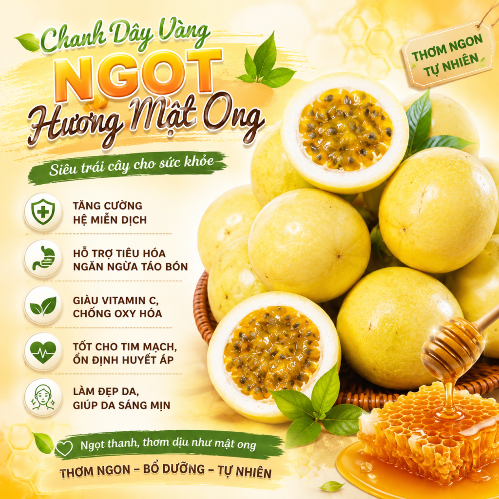 Chanh dây vàng ngọt mật ong Nông Xanh Tây Nguyên